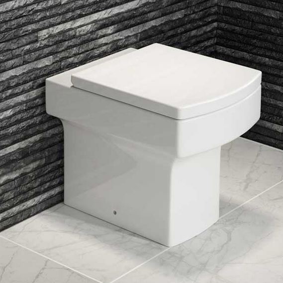 Nuie Bliss Square Back to Wall Toilet Pan - Soft Close Seat Included - Image 2