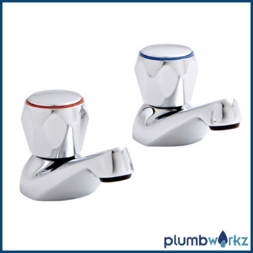 Alpha Chrome Deck Mounted Pillar Bath Taps