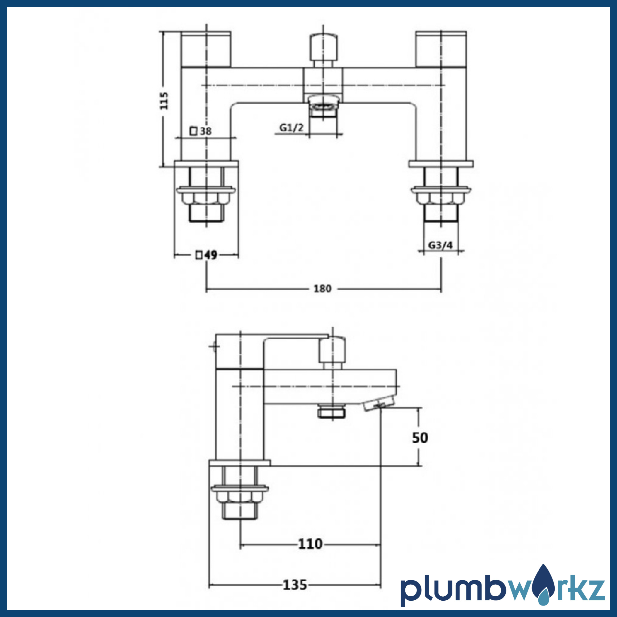 Element Chrome Square Bath Shower Mixer Tap - Image 3