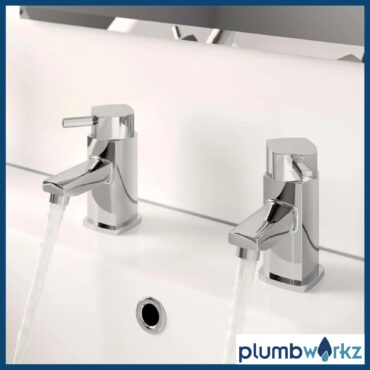 Forme Chrome Cubic Basin Pillar Taps Pair