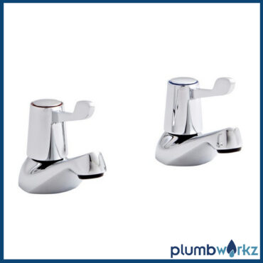 Leva Chrome Deck Mounted Bath Pillar Taps