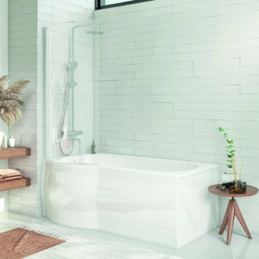 Titan P Shape Bath 1700mm x 700mm with Front Panel & Chrome Single Screen – Luxury Bathing Solution