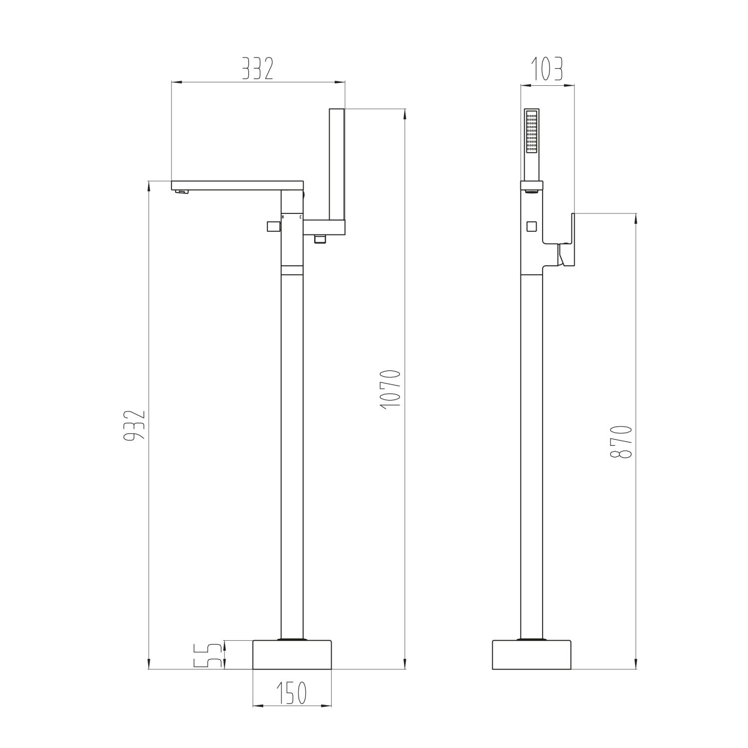 Scudo Lanza Freestanding Bath Shower Mixer in Chrome-TAP081 - Image 2