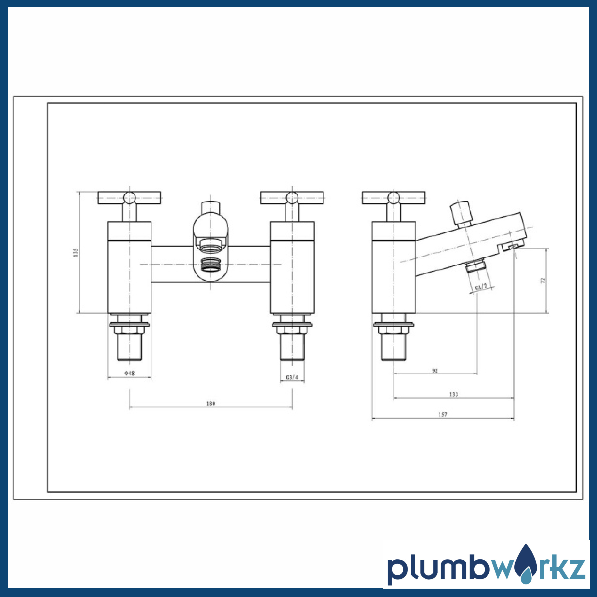Times Chrome Cross Bath Shower Mixer Tap - Image 3