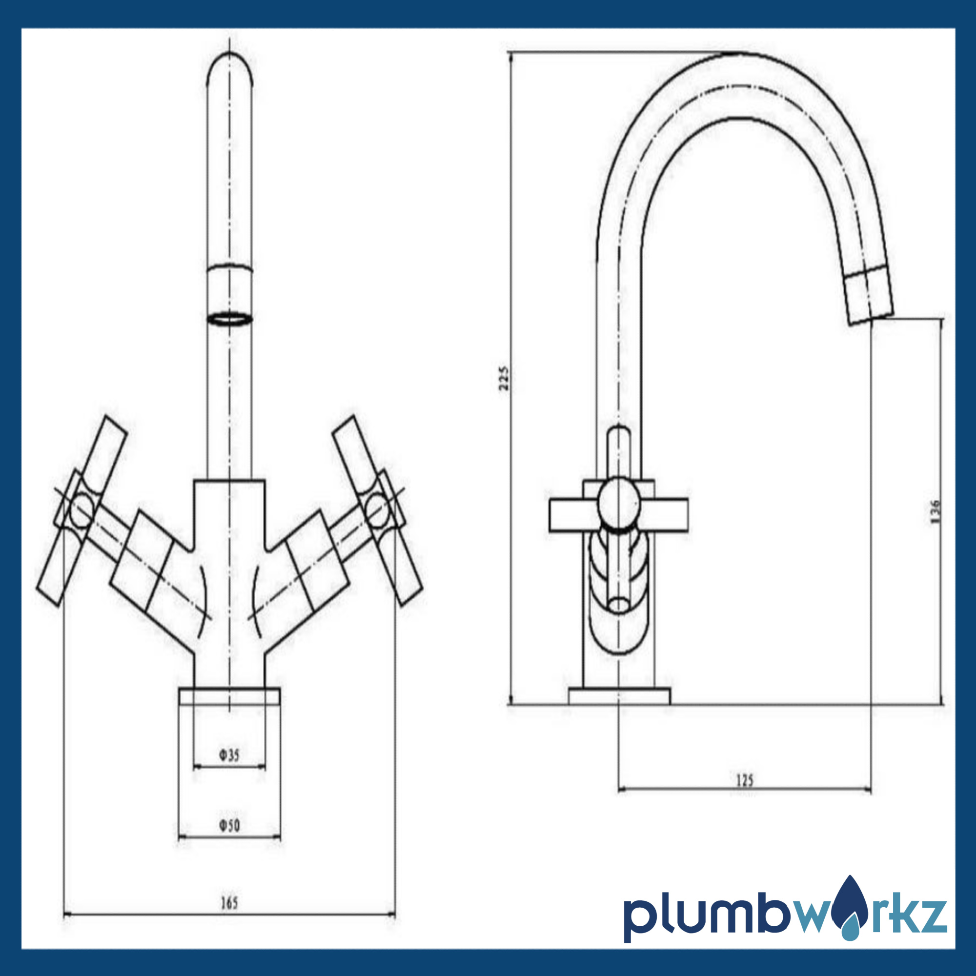 Times Mono Basin Mixer Tap With Clicker Waste - Image 3