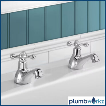 Viktory Chrome Traditional Quarter Turn Basin Taps Pair