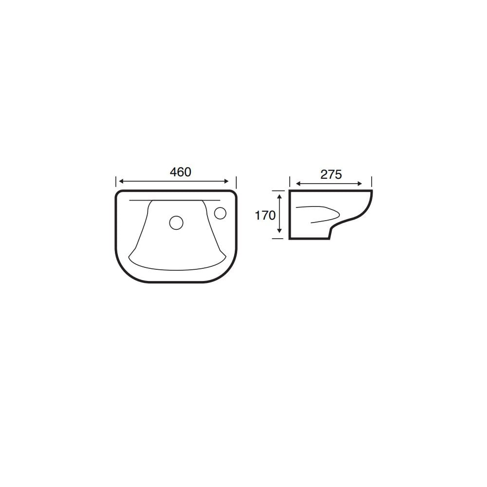 Kartell Proton 460mm 1 Tap Hole Wall Mounted Cloakroom Basin - Image 2