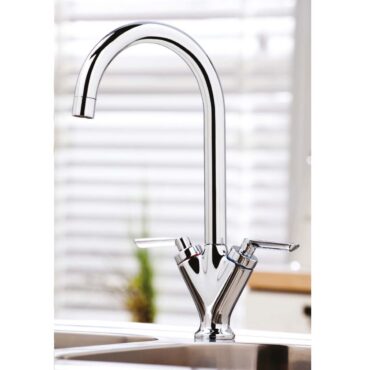 Scudo Olicana Chrome Twin Lever Swivel Spout Kitchen Tap - High Quality, Durable & Modern Design