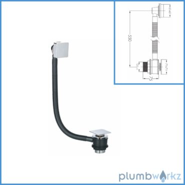 Square Bath Filler With Sprung Waste & Overflow