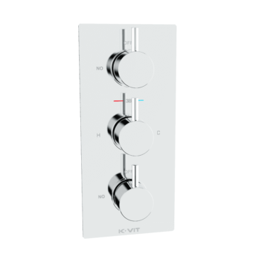 Kartell Plan Triple Concealed Thermostatic Shower Valve Round Handle (2 outlets) Chrome