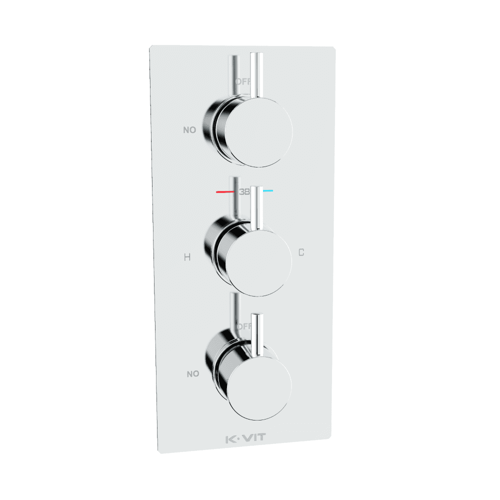 Kartell Plan Triple Concealed Thermostatic Shower Valve Round Handle (2 outlets) Chrome