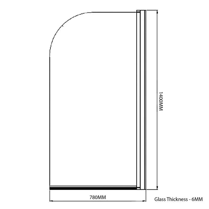 Koncept Round Top Bath Screen 1400mm H x 780mm W - 6mm Glass - Image 2