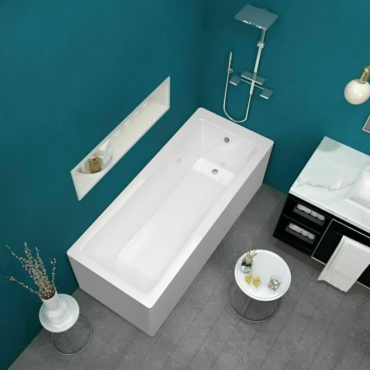 Sanica Granada 1700 x 700mm Single Ended Square Bath – White, Not Drilled for Tap Holes, with Leg Set