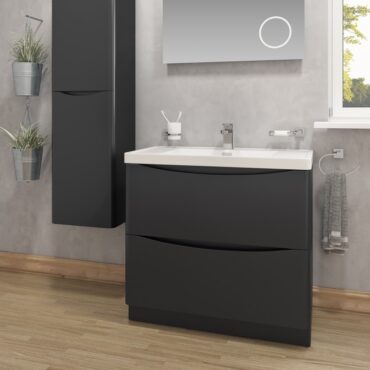 Bali Black Free Standing Vanity Unit Cabinet 600M