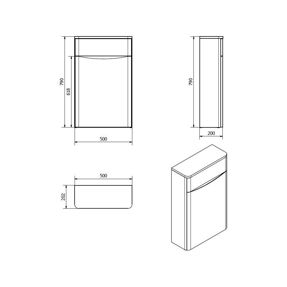 Bali Black 500MM WC Unit