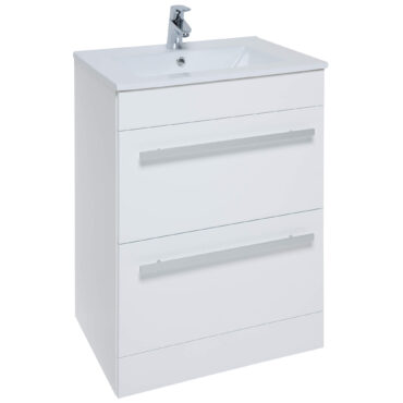 Kartell Purity 600mm Floorstanding 2-Drawer Unit and Ceramic Basin – White Gloss