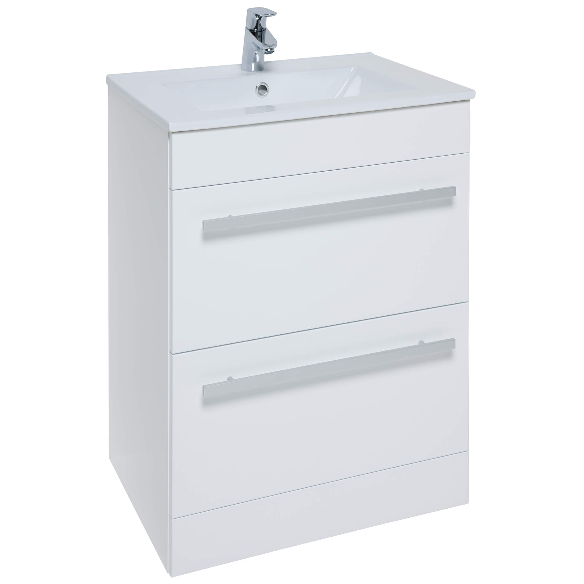 Kartell Purity 600mm Floorstanding 2-Drawer Unit and Ceramic Basin – White Gloss