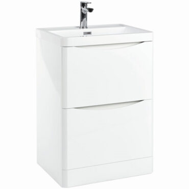 600mm Bali White Gloss Free Standing Vanity Unit Cabinet