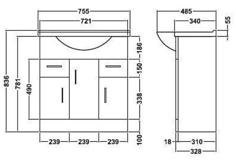 750MM Mayford Basin Unit