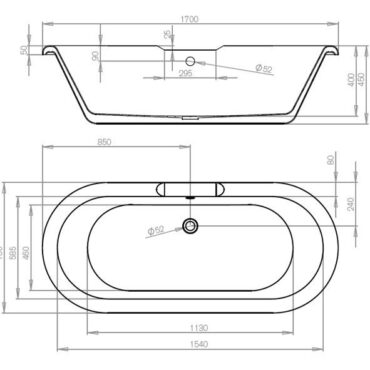 Skipton 1700 x 750 Double Ended Bath