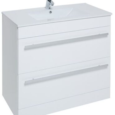 Purity White 900MM Floorstanding Drawer Unit and Basin