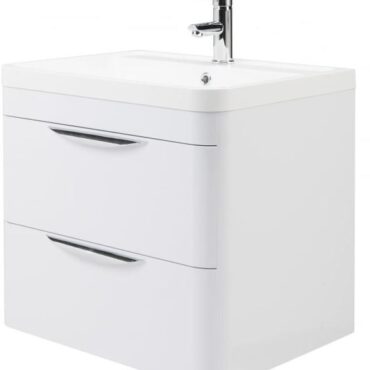 600MM Parade White Wall Hung Cabinet And Basin 2 Draw