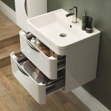 600MM Parade White Wall Hung Cabinet And Basin 2 Draw