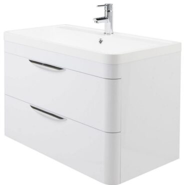 800MM Parade White Wall Hung Cabinet And Basin 2 Draw