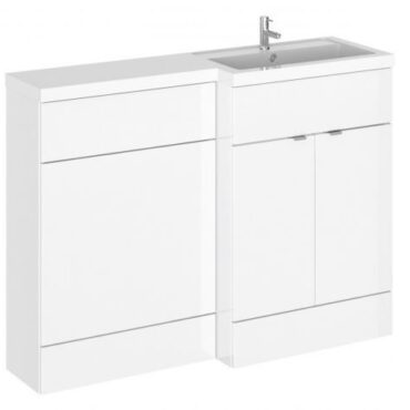 1500MM Gloss White Left/Right Hand L Shape Vanity and WC Unit.