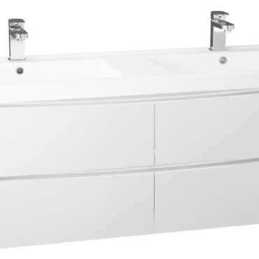 1400MM Bali White Gloss Wall Mounted 4 Drawer Cabinet 