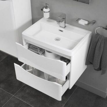 1400MM Bali White Gloss Wall Mounted 4 Drawer Cabinet
