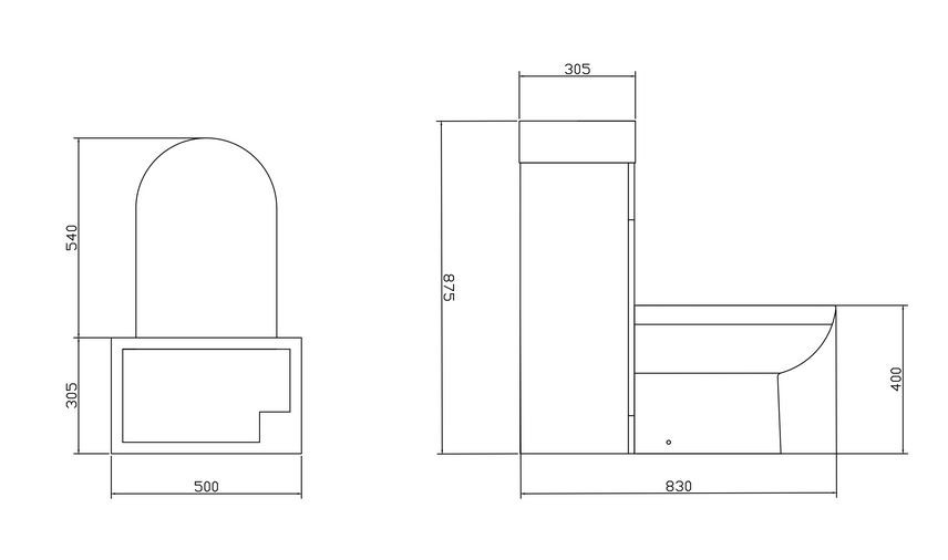 500MM Futura Gloss White WC, Basin And Square Pan