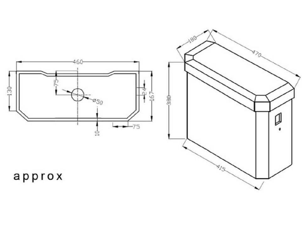 Traditional Cromford High Level White WC Pan, Seat, Cistern And Flush Pipe Kit