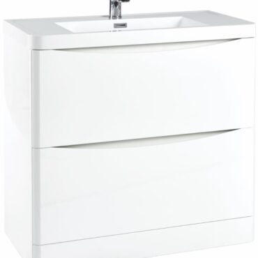 900MM Bella Gloss White Floor Standing Vanity Unit And Basin