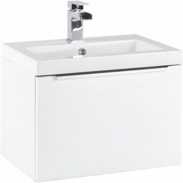 600MM Muro Gloss White Wall Hung Basin And Cabinet