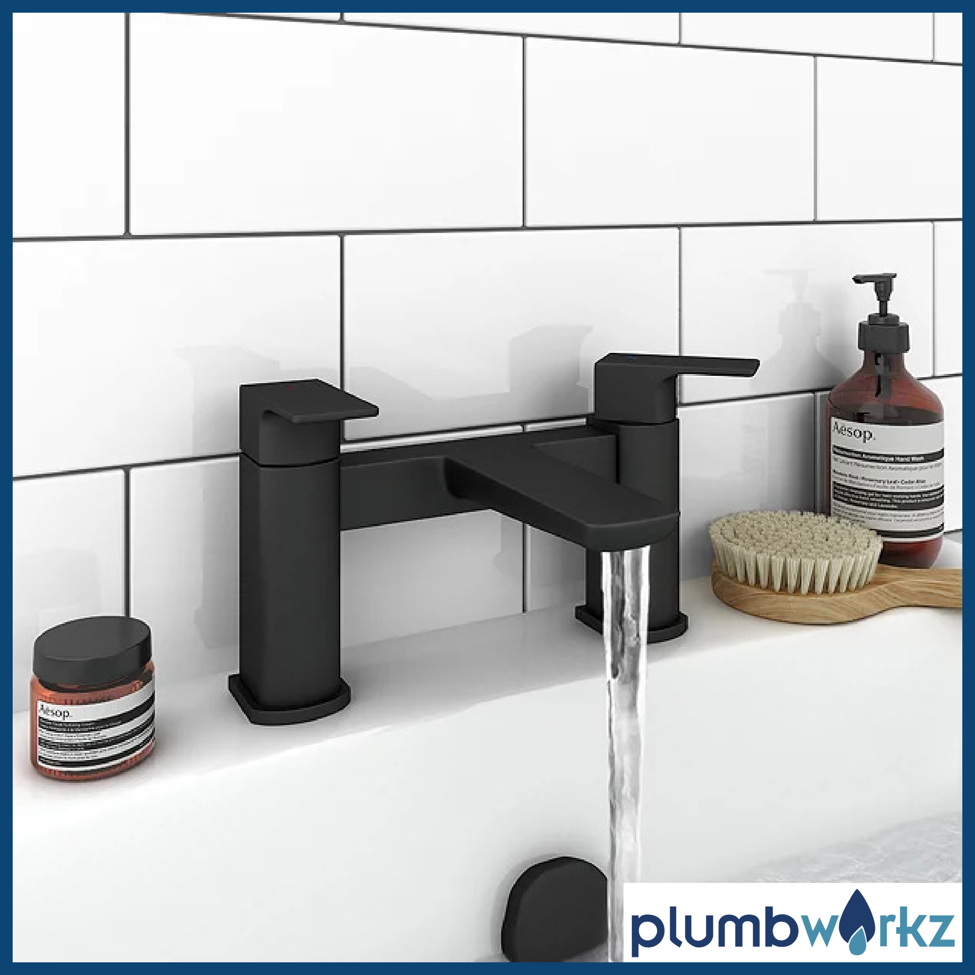 Muro Matt Black Deck Mounted Bath Filler Tap - Image 2