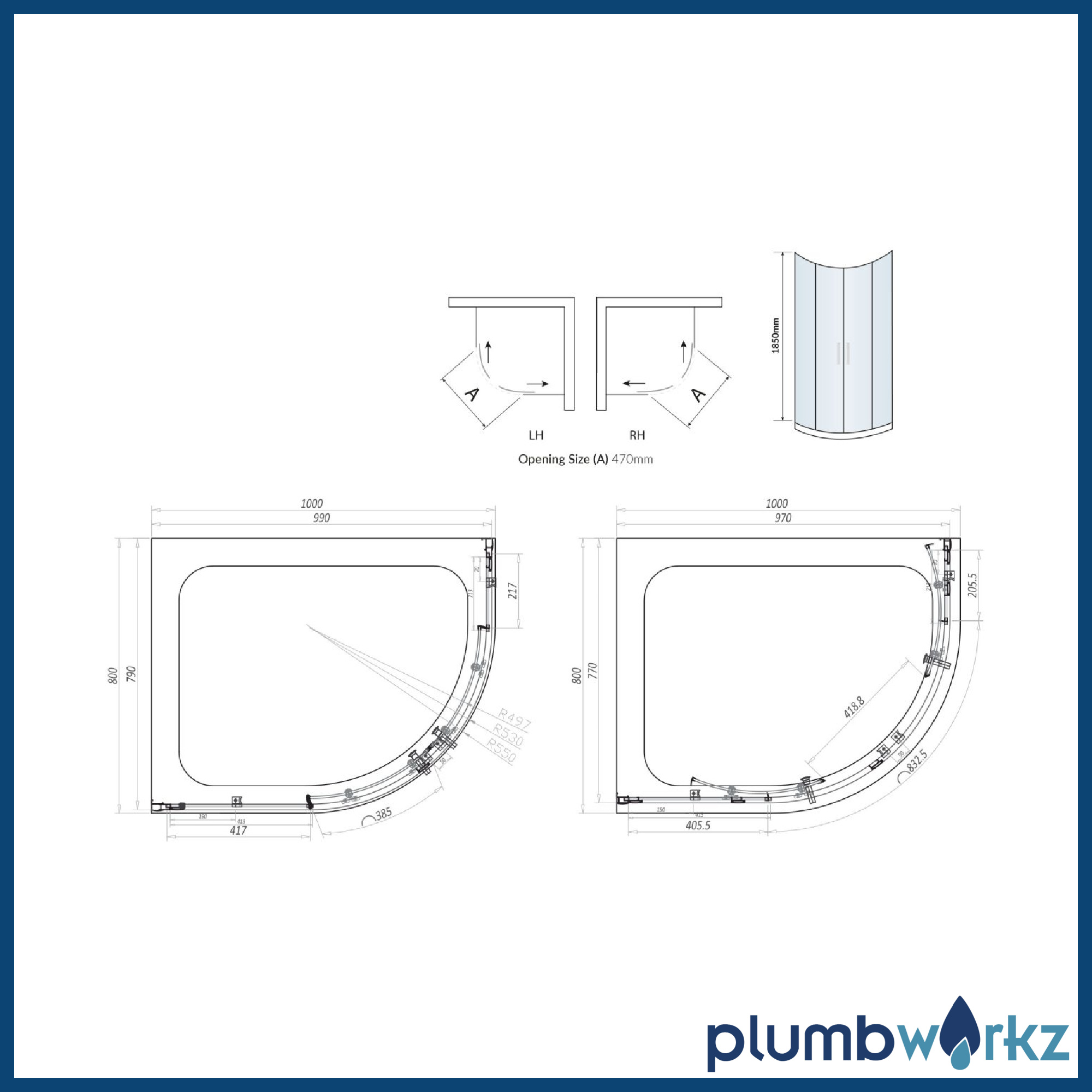 Scudo S6 Double Door Offset Quadrant Shower Enclosure – 900×760 to 1200×900 | Easy Clean Glass - Image 7