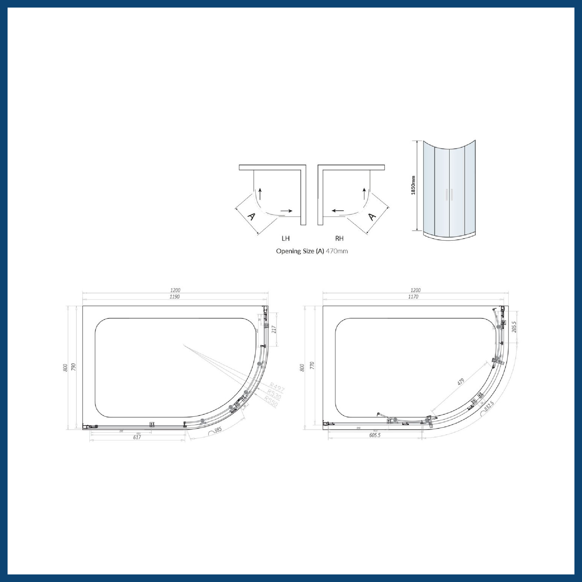 Scudo S6 Double Door Offset Quadrant Shower Enclosure – 900×760 to 1200×900 | Easy Clean Glass - Image 6