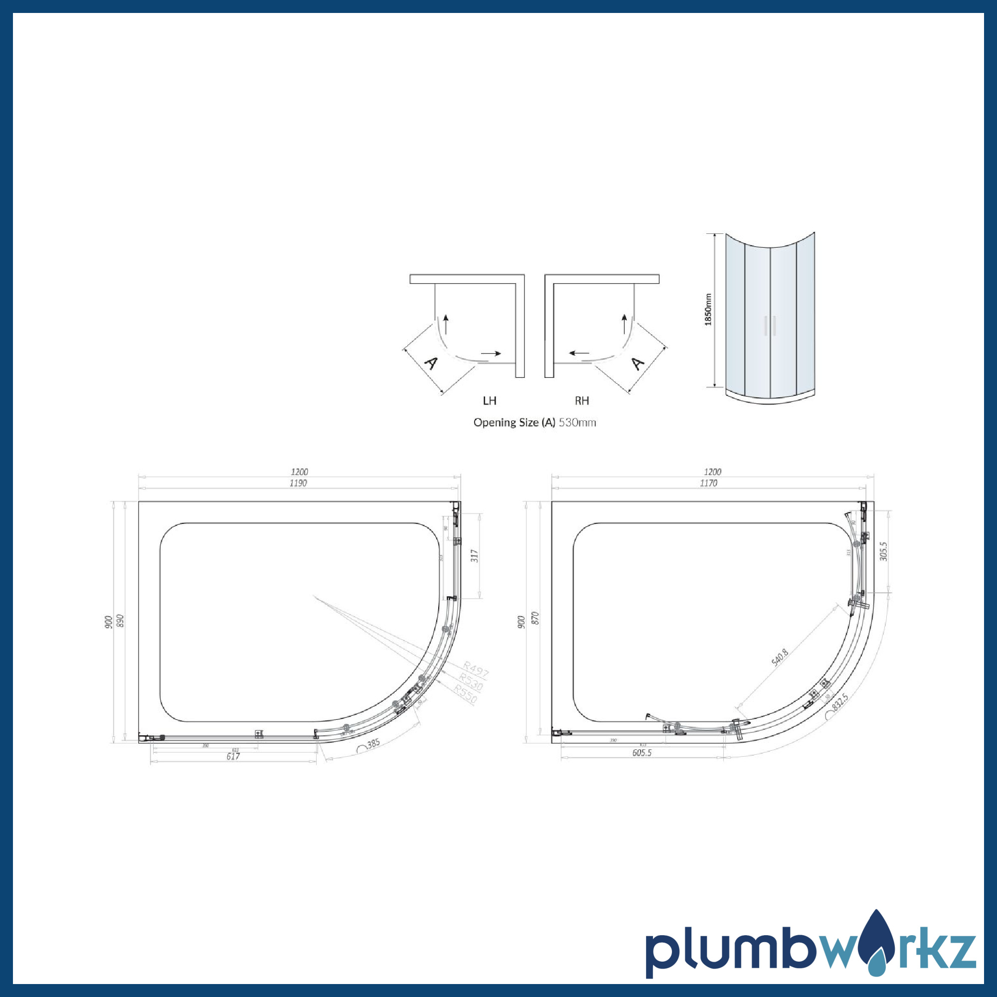 Scudo S6 Double Door Offset Quadrant Shower Enclosure – 900×760 to 1200×900 | Easy Clean Glass - Image 5