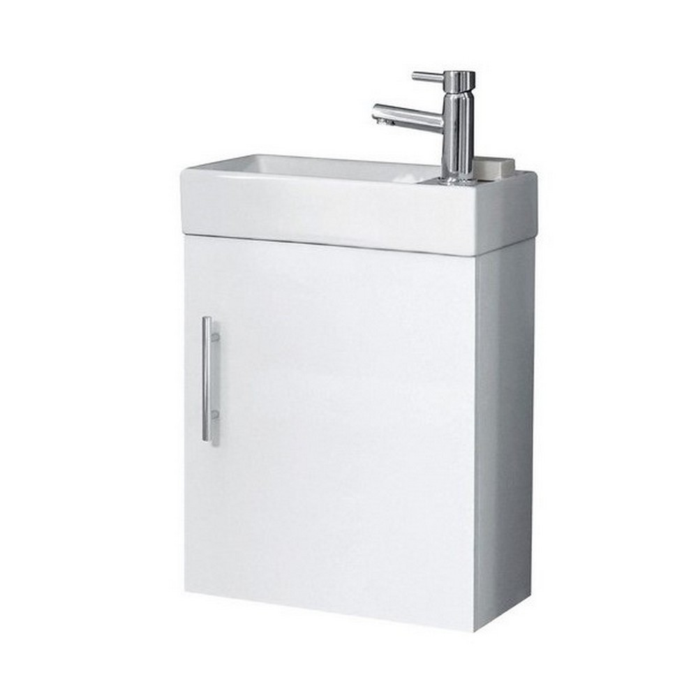 Scudo Lanza 400mm Wall Hung Cloakroom Vanity Unit with Basin in Gloss White