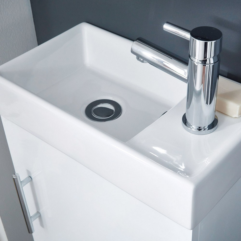 Scudo Lanza 400mm Wall Hung Cloakroom Vanity Unit with Basin in Gloss White - Image 3