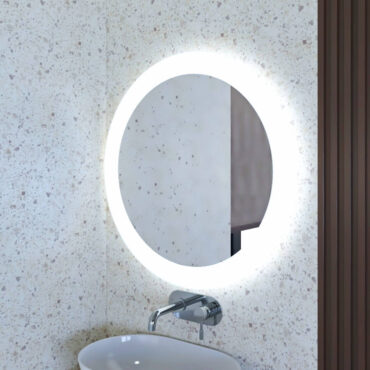 Scudo Lunar LED 600mm Rounded Bathroom Mirror with Demister Pad and Touch Sensor