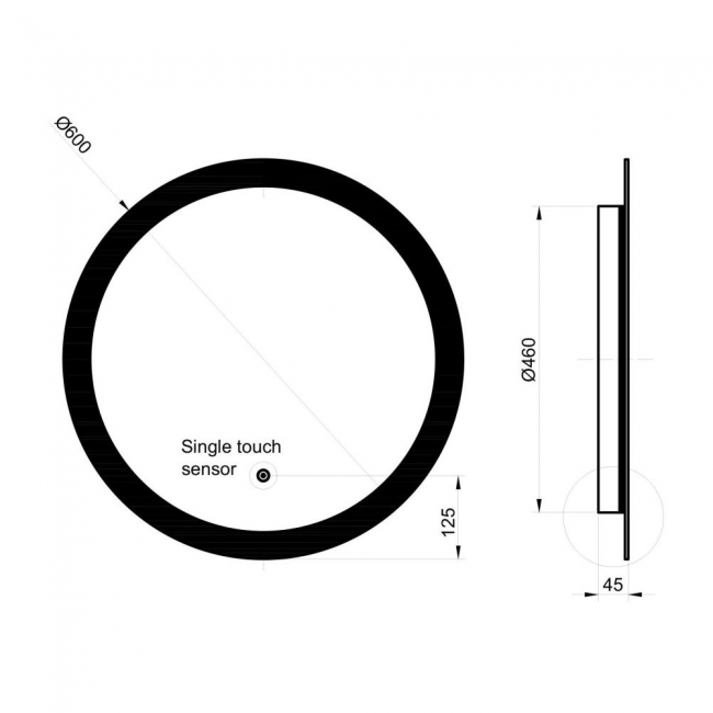 Scudo Lunar LED 600mm Rounded Bathroom Mirror with Demister Pad and Touch Sensor - Image 6