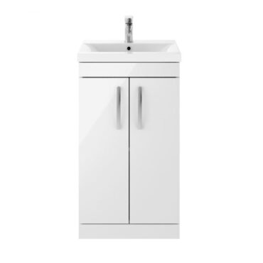 500MM Gloss White Floor Standing Vanity Unit and Basin
