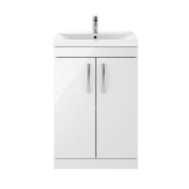 600MM Gloss White Floor Standing Vanity Unit and Basin
