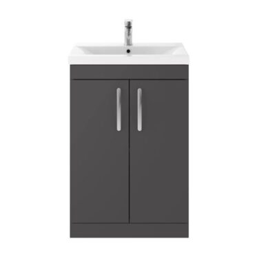 600MM Gloss Grey Floor Standing Vanity Unit and Basin