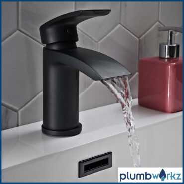 Belini Matt Black Mono Basin Mixer Tap Inc Click Waste