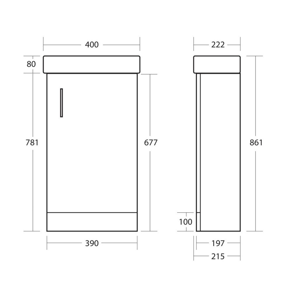 Scudo Lanza 400mm Floor Standing Cloakroom Vanity Unit with Basin in Gloss White - Image 4