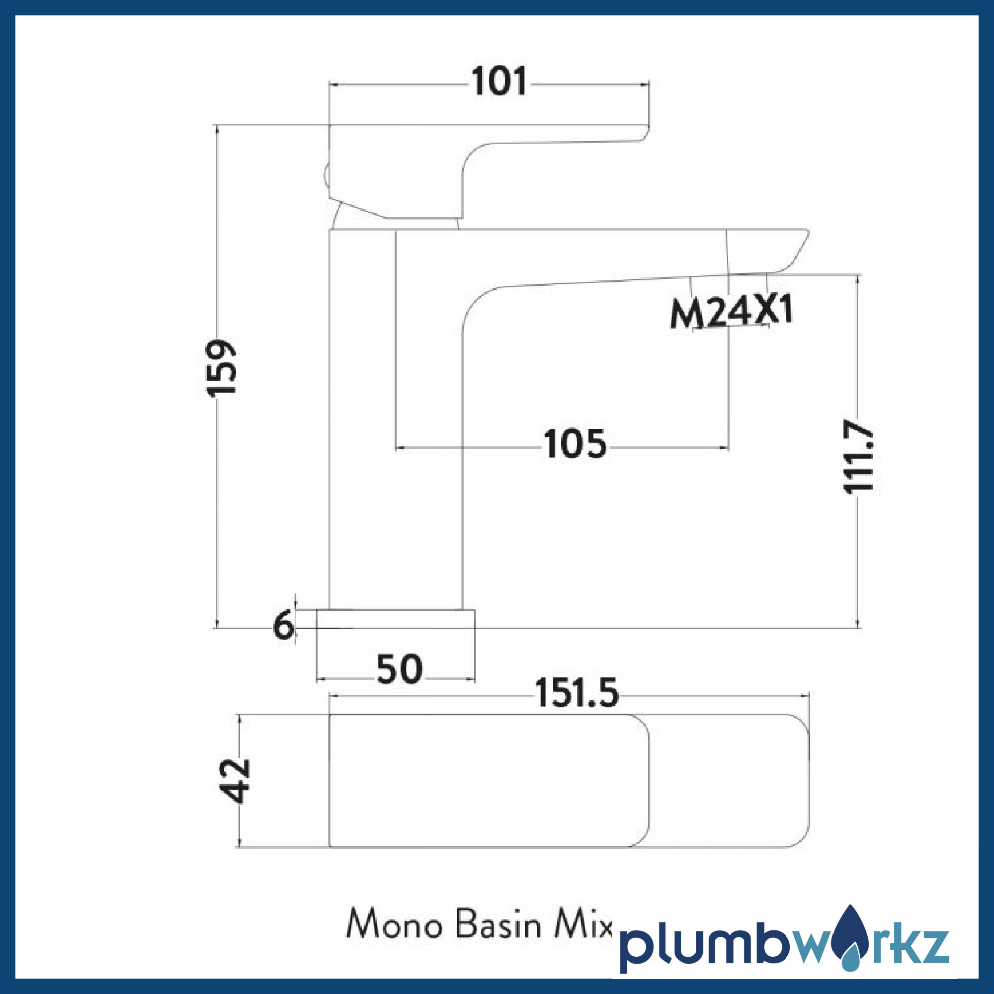 Muro Chrome mono basin mixer tap with Click waste - Image 3