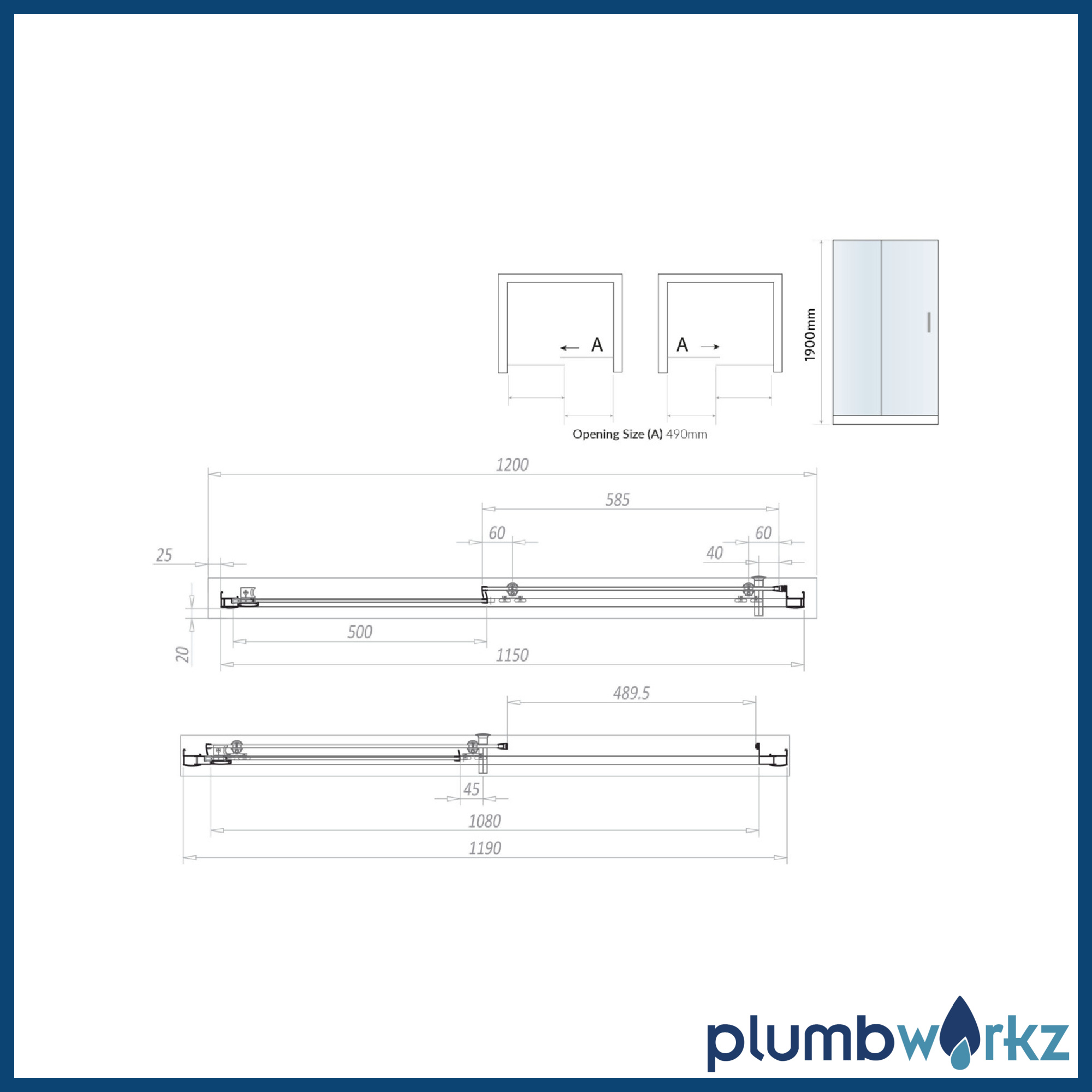 Scudo S6 Brushed Brass Sliding Shower Door – 1000mm & 1200mm, Optional Side Panels-1900mm High - Image 4